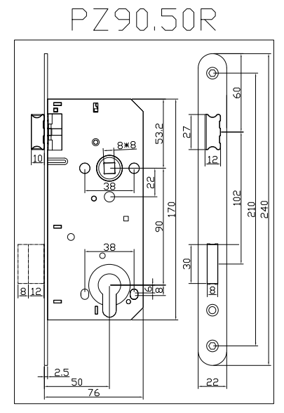 PZ90.50R ajtózár